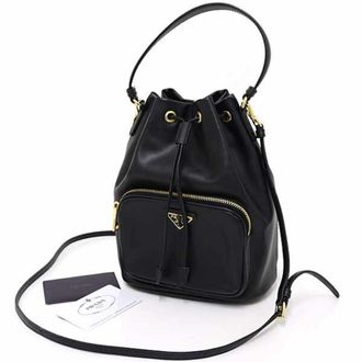 Prada Black Nero Leather Baguette Bag (Pre-Owned)