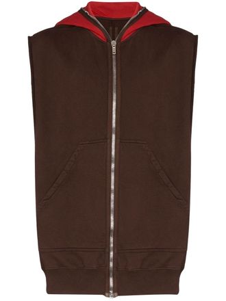 Rick Owens contrast detail sleeveless hoodie - men - Cotton - S - Brown