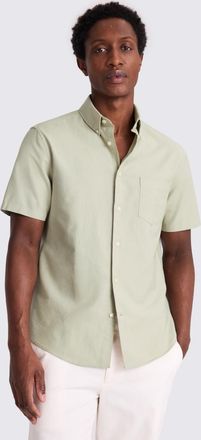 Moss Sage Short Sleeve Washed Oxford Shirt