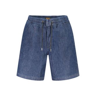 HUGO BOSS Blue Cotton Bermuda Mens Shorts