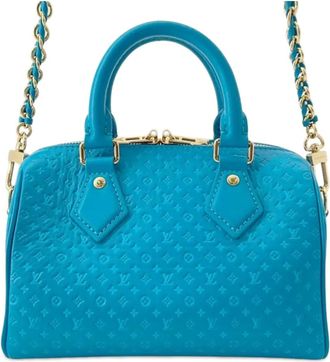 Louis Vuitton Borsa a tracolla Nanogram Speedy Bandouliere 20 in pelle di vitello goffrata 2021-2025 - Blu