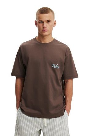 Cotton On Mens Box Fit Text T-Shirt in Washed Chocolate Valiente at Nordstrom, Size X-Large