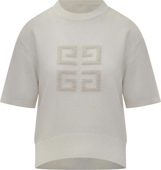 Givenchy Kortemouw trui met 4G logo - Dames - Ronde hals truien - Wit - XL - Truien & Vesten