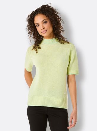 Cr&eacute;ation L Kurzarmpullover CREATION L PREMIUM Merino-Kaschmir-Pullover, Damen, Gr. 36, gr&uuml;n (pistazie, meliert), 80% Schurwolle, 20% Kaschmir, unifarben, Pullove