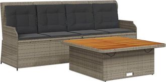 vidaXL Set De Sof&aacute; De Jard&iacute;n 3 Pzas Y Cojines Rat&aacute;n Sint&eacute;tico Gris Vidaxl