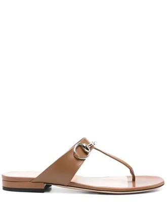 Gucci Horsebit flat sandals - women - Calf Leather/Calf Leather/Calf Leather - 40 - Brown