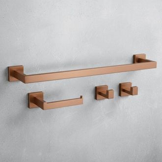 Rea Juego De Colgadores De Ba&ntilde;o Rea Rio Brush Copper 4 Pieces