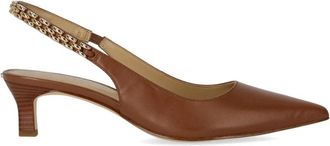 Michael Kors Marcia Kitten Sling Pump - Dames - Pumps - Bruin - 38 EU - Leer - Schoenen