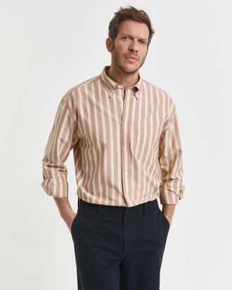 GANT Men Relaxed Fit Striped Heritage Oxford Shirt (L) MODERN RUST