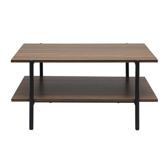 Miliboo Mesa Baja Rectangular Con Acabado En Madera De Nogal Oscuro Y Metal Negro L80 Cm Pippa