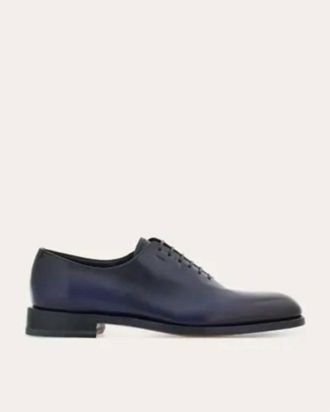 Ferragamo Mens Plain Toe Shoes In Blue- Black