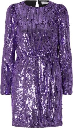 Selected Ari-Colyn LS Short Sequins Dress - Dames - Feestkleedjes - Paars - S - Polyester - Kleedjes