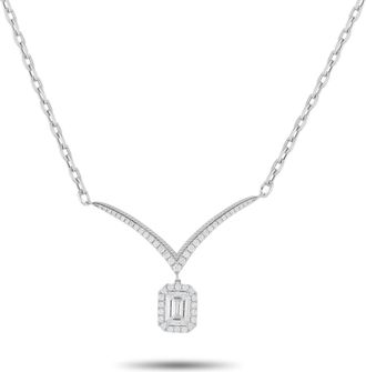 Luxury Bazaar 18K White Gold 1.33ct Diamond Pendant Necklace ANK-20060