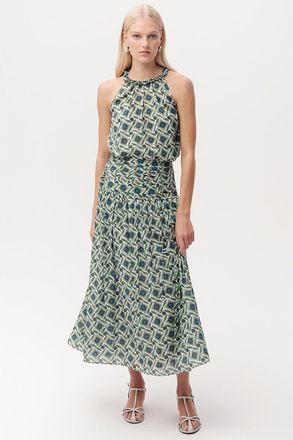 Exquise Eldon Smocked Waist Zippered Midi Skirt in Multi Color at Nordstrom, Size X-Large