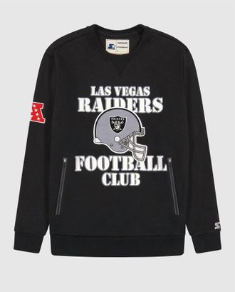 Starter Mens Las Vegas Raiders Crew Neck Sweatshirt With Zip Pockets In Black