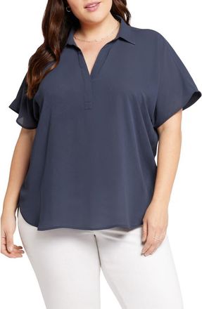NYDJ Becky Georgette Popover Top in Oxford Navy at Nordstrom, Size 4X
