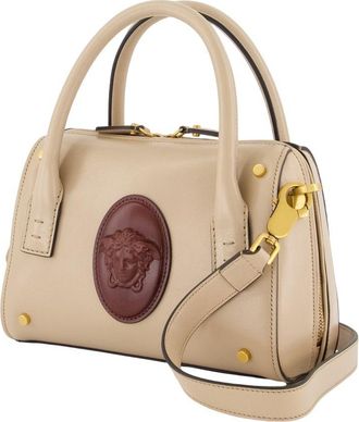 Versace Womens Small Boston Crossbody - Versace Leather Ivory Calfskin Bags Crossbodies