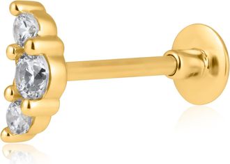 MAX + STONE Solid 14K Gold Single Comfy Flat Back Cartilage Trio Stud Earrings