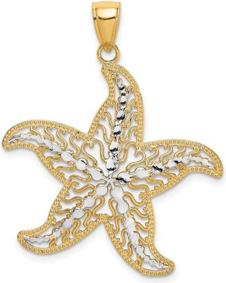 Diamond2Deal 14k Yellow Gold with White Rhodium Starfish Filigree Charm
