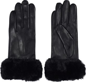 Howard London Isabella Leren Handschoenen - Dames - Handschoenen - Zwart - 7 IN - Wol - Accessoires