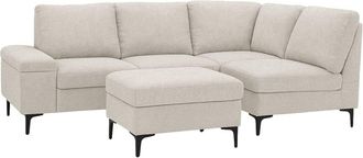 Concept Usine Sof&aacute; esquinero de 4/5 plazas de tejido chenilla beige con puf