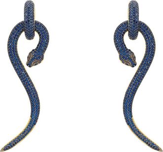 Latelita London Anaconda Snake Drop Earrings Gold Sapphire