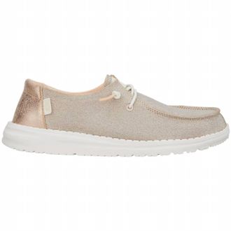 Hey Dude Womens Wendy Metallic Sparkle Casual Shoe In Rose Gold