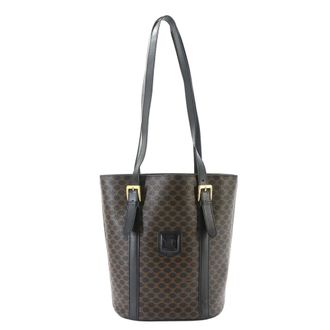 Celine Macadam Black Brown Pvc Leather Handbag Tote Bag (Pre-Owned)