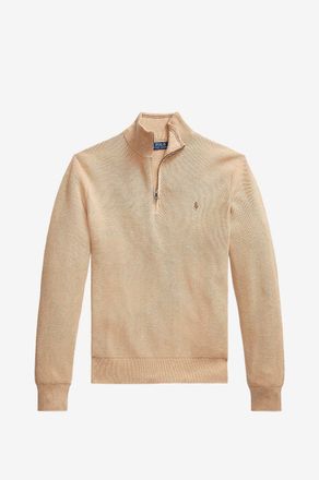 Polo Ralph Lauren Piqu&eacute;-Strick-Pullover mit Stehkragen und Reissverschluss Pony