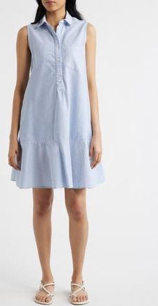Beach Lunch Lounge Marina Stripe Sleeveless Cotton Shirtdress in Bay Blue at Nordstrom Rack, Size X-Large