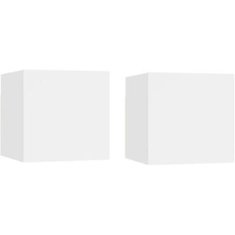 vidaXL Vidaxl - Mesitas De Noche 2 Uds Madera Ingenier&iacute;a Blanca 30,5x30x30 Cm