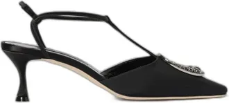 Manolo Blahnik D&eacute;collet&eacute; Takal in Twill con Fibbia Gioiello - - Shoes - Donna - Nero - 38 EU