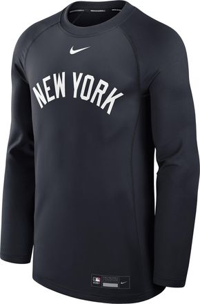 Nike New York Yankees Authentic Collection Game Time Nike Mens Dri-FIT MLB Pullover Crew in Blue | 013D11L5NK-HHA