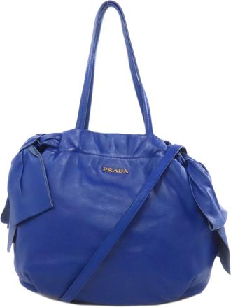 Prada Blue Leather Tote Bag (Pre-Owned)