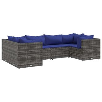 vidaXL Vidaxl Set Divani Da Giardino 6 Pz Con Cuscini In Polyrattan Grigio