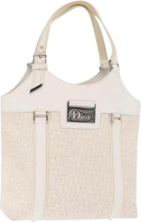 Dior Pre-owned Trotter Canvas Tote Bag - Dames - Vintage Schoudertas - Wit - ONE Size - Leer - Vintage