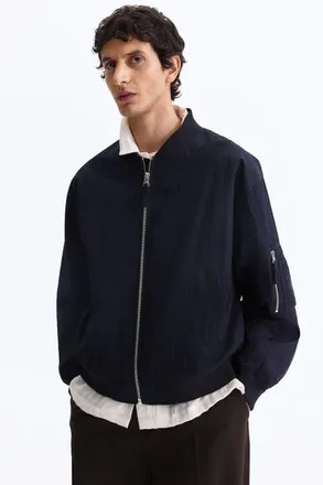 H&M Bomber Jacket in Navy Blue at Nordstrom, Size Xxx-Large