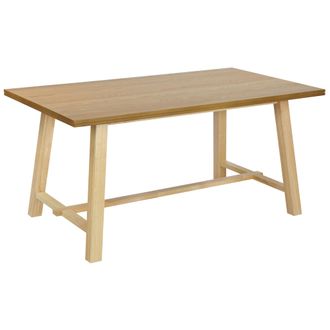 Beliani Mesa De Comedor Rectangular Con Tablero Chapado Acabado Natural Patas De Madera Maciza Madera De Fresno Natural 160 X 90 Cm Barnes