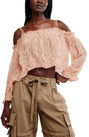 Free People Marlow Cold Shoulder Button-Up Top in Pink Combo at Nordstrom, Size X-Small
