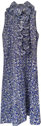 Marni Blue & White Print Ruffled Dress Size S
