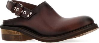 Miu Miu Womens Sabot Clog Brown Calf Interior Leather Sandal