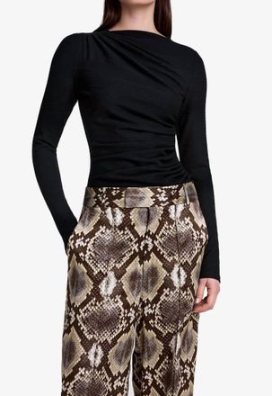 Smythe Ruched Knit Top In Black