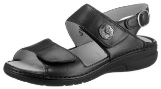 Waldl&auml;ufer Riemchensandale WALDL&Auml;UFER GUNNA, Damen, Gr. 5 (38), schwarz, Nappaleder, Schuhe Riemchensandale, Sommerschuh, Sandalette, Keilabsatz, mit Klett, Weit