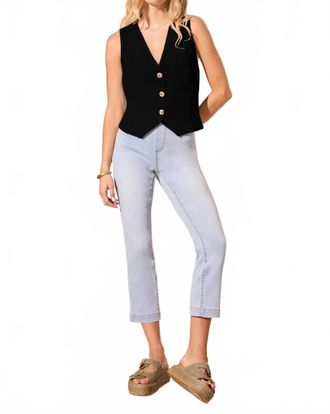 Tribal Lined Horn Button Front Vest In Black
