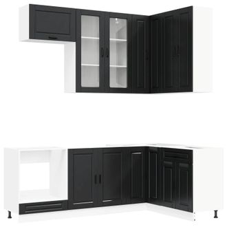 vidaXL Unidad De Cocina Porto 8 Uds. Negro Madera De Ingenier&iacute;a Vidaxl