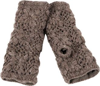 Nirvanna Designs Flower Crochet Handwarmers in Cocoa at Nordstrom