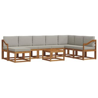 vidaXL Conjunto De Sof&aacute;s De Exterior 9 Pcs Gris Natural Y Claro Vidaxl