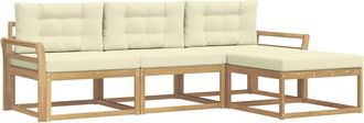 vidaXL Conjunto De Sof&aacute;s De Exterior 4 Uds. Blanco Y Crema Poli&eacute;ster Vidaxl