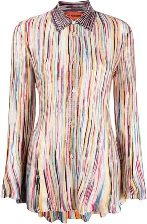 Missoni striped long-sleeve shirt - women - Polyamide/Polyester/Viscose - 42 - Pink