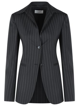 Sportmax Sportmax Rive strakke blazer in zwarte scheerwolmix